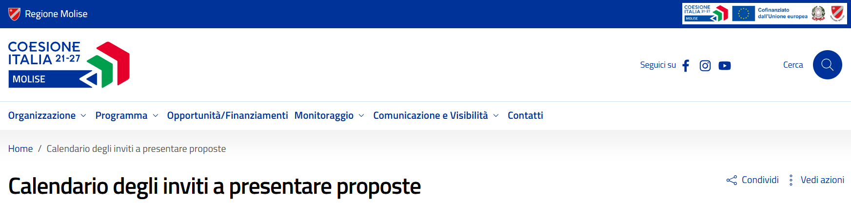Programma Regionale PR FESR-FSE+ MOLISE 2021-2027 – Calendario degli Inviti a presentare proposte